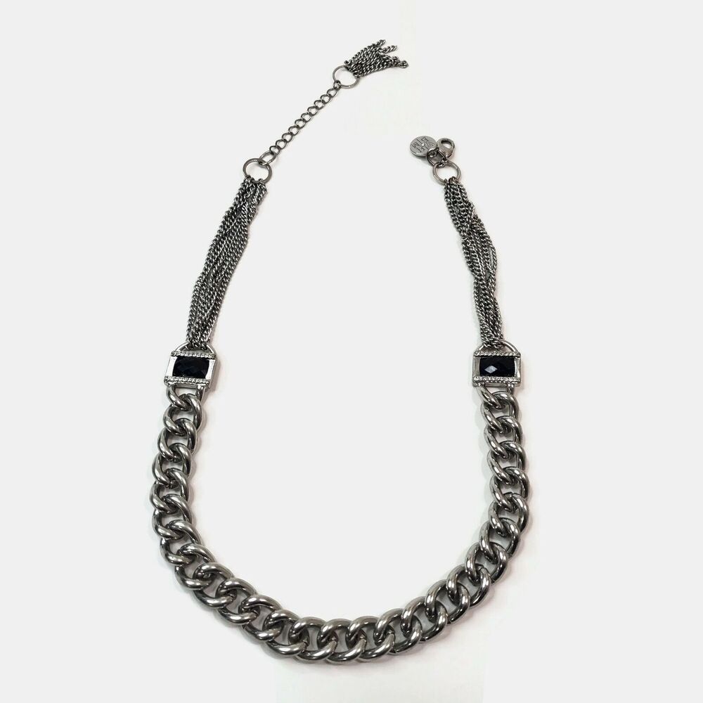 White House Black Market Heavy Silver Tone Chain Necklace 21"